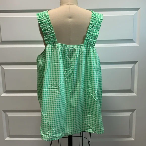 NWT Cotton poplin ruched strap top with gingham print - Picture 5 of 8